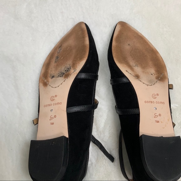 Corso Como Black Studded Multi Strap Pointy Flats - Picture 5 of 11